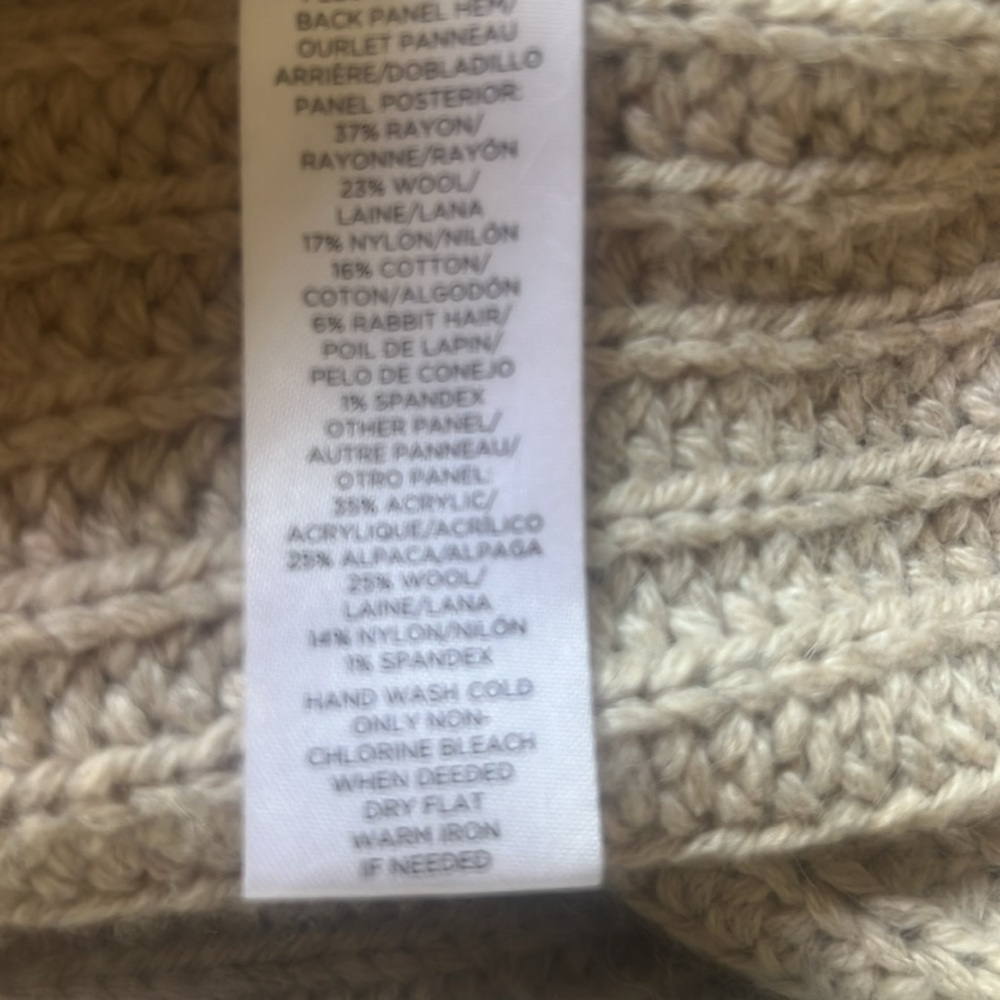 LOFT Women's Beige Shawl Collar Wool Bland Open Front Sweater Size S - Picture 7 of 8